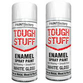 2X Paint Factory Tough Stuff Enamel White Gloss 400ml Spray Paint
